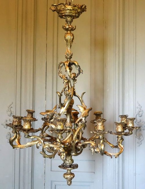 lustre bronze doré style Louis XV 1