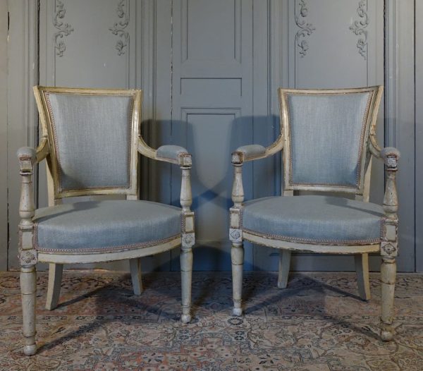 paire fauteuils directoire lin 1